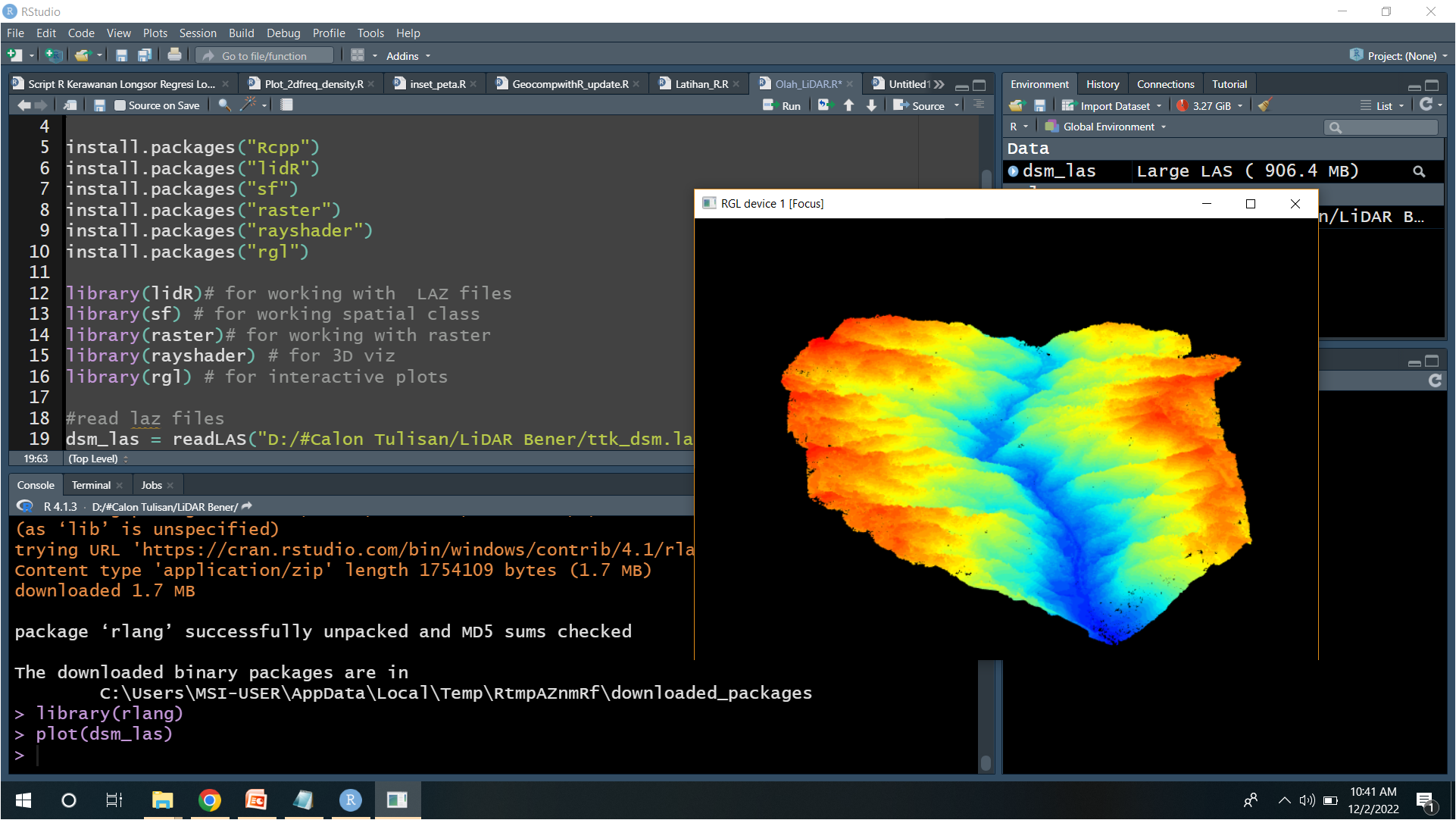 Plot LiDAR dengan R